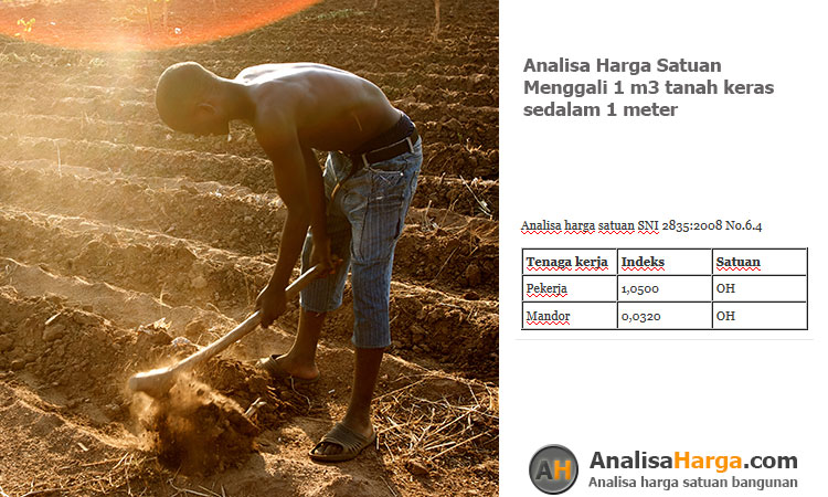 analisa harga satuan Menggali 1 m3 tanah keras sedalam 1m